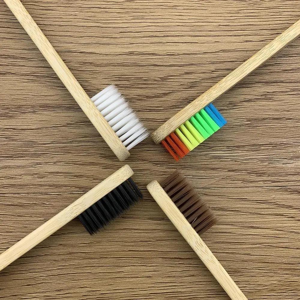 10-Pack Eco-Friendly Bamboo Toothbrushes Soft Bristles Natural Colors