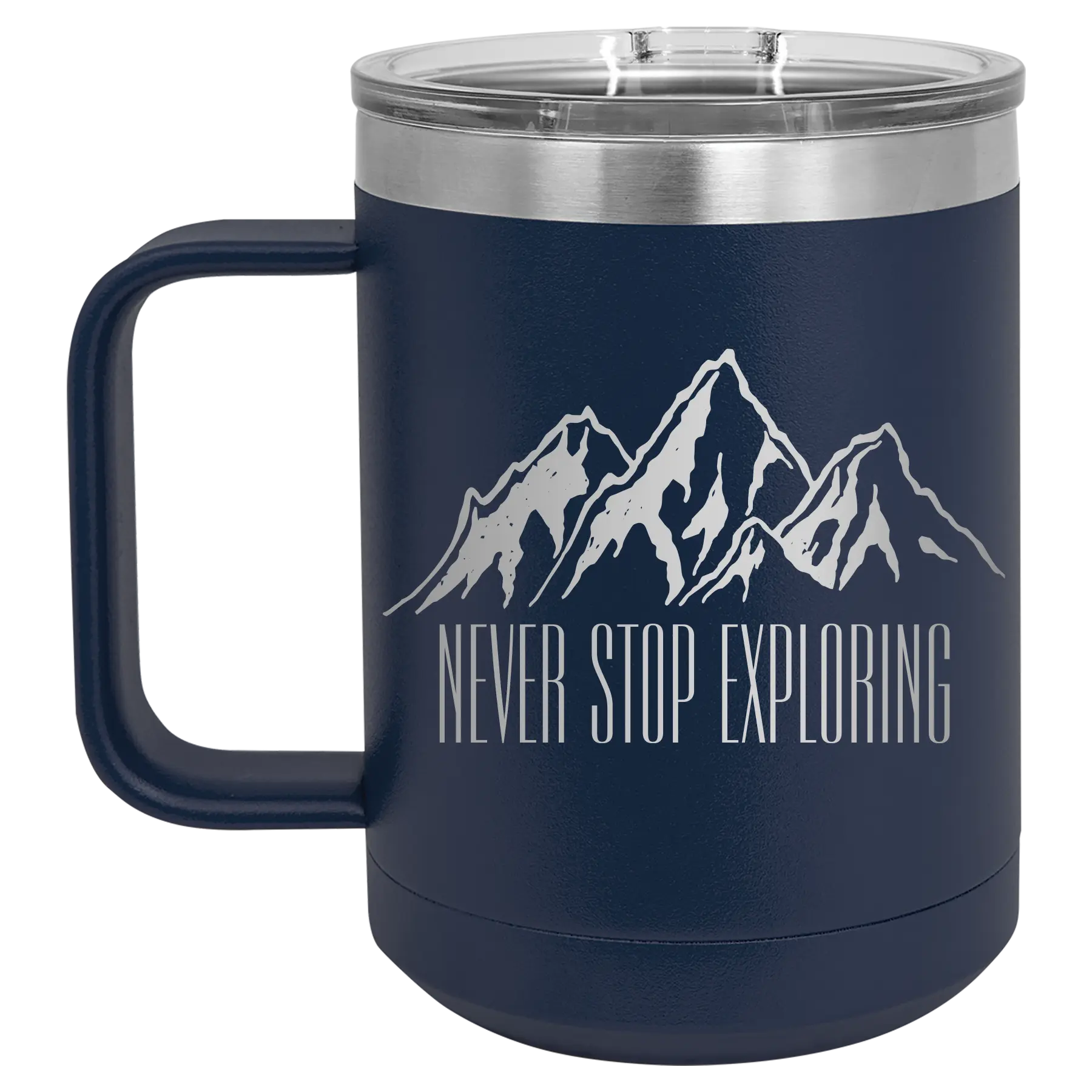 Never Stop Exploring2 15 oz Mug | Navy