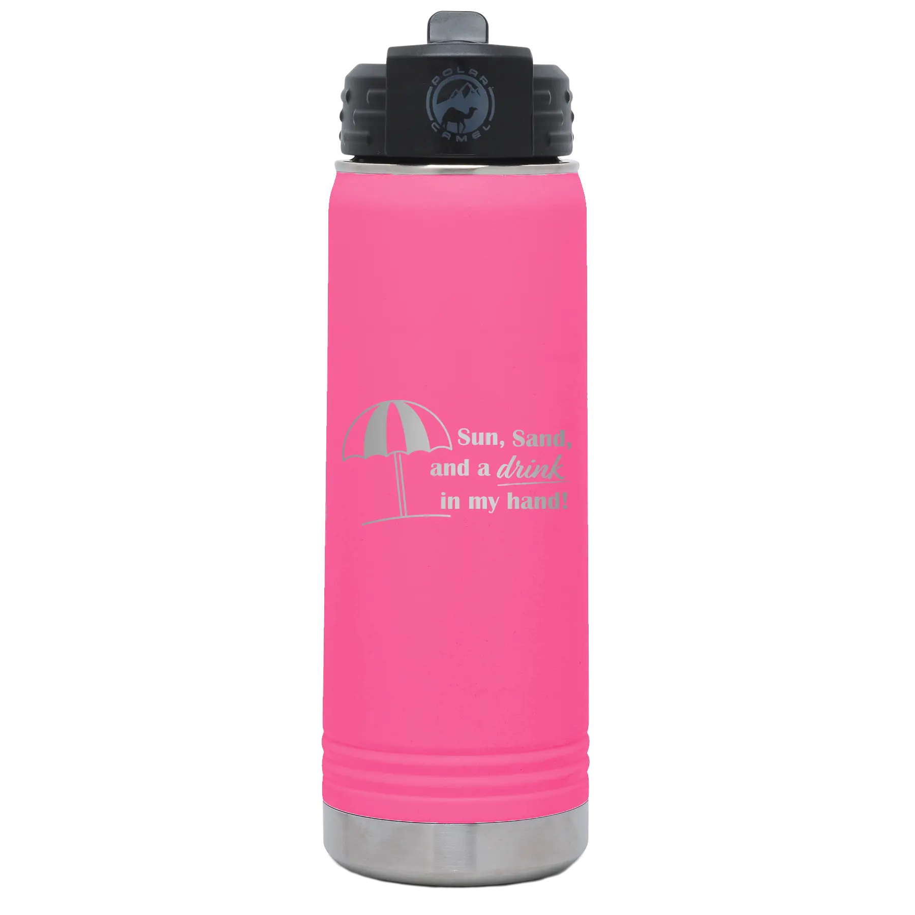 Sun Sand Drink in Hand 20 oz Water Bottle | Pink