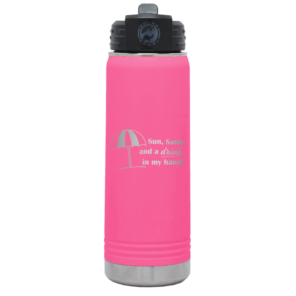 Sun Sand Drink in Hand 20 oz Water Bottle | Pink