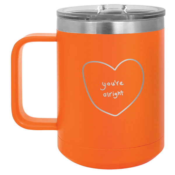 Hand Drawn You're Alright 15 oz Mug | Orange
