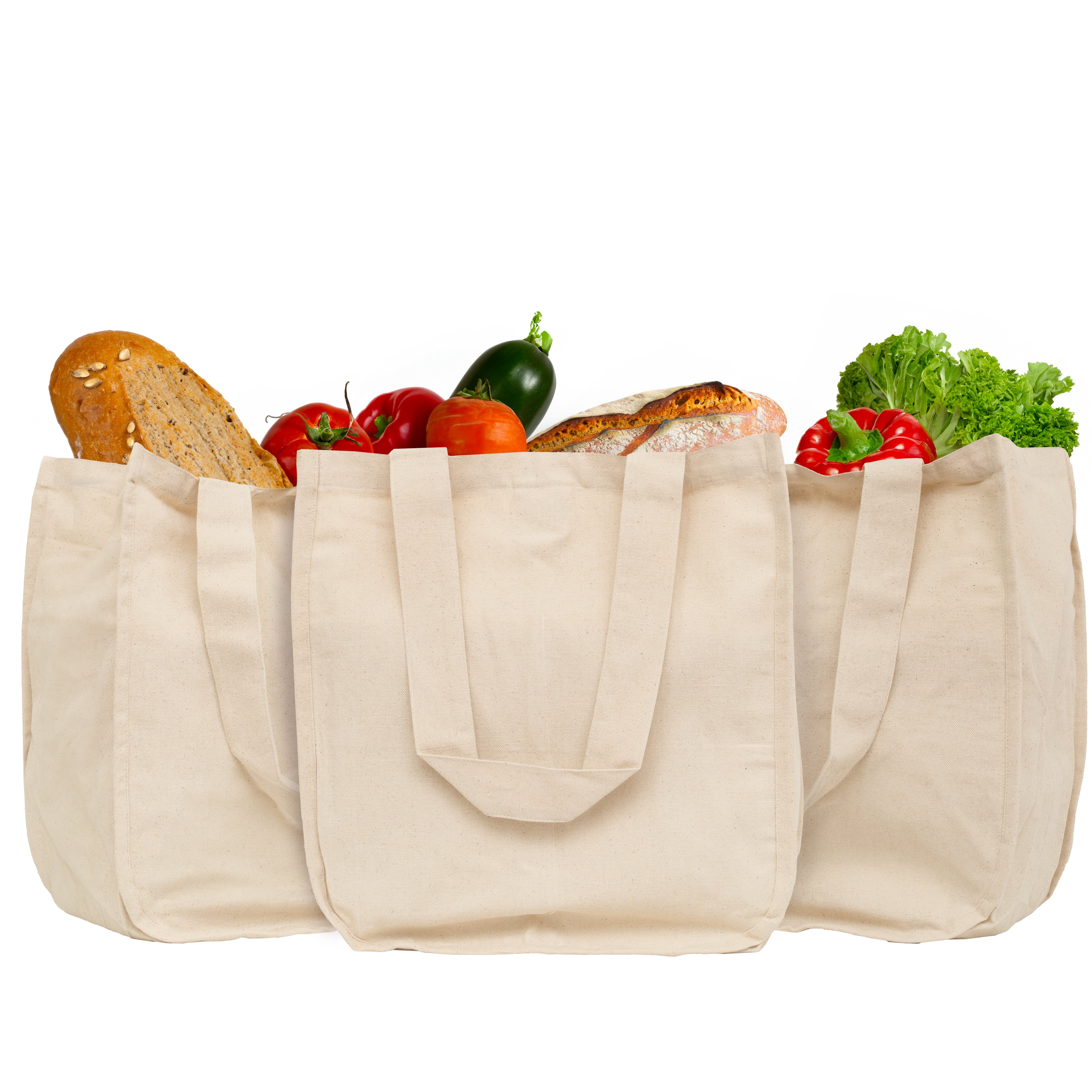 Canvas Grocery Tote Bags Reusable Eco-Friendly Shopping Carryall