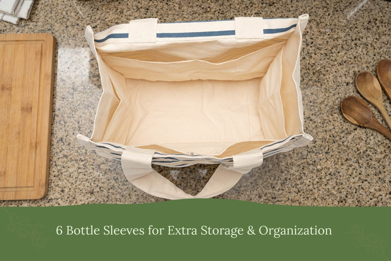 Canvas Grocery Tote Bags Reusable Eco-Friendly Shopping Carryall