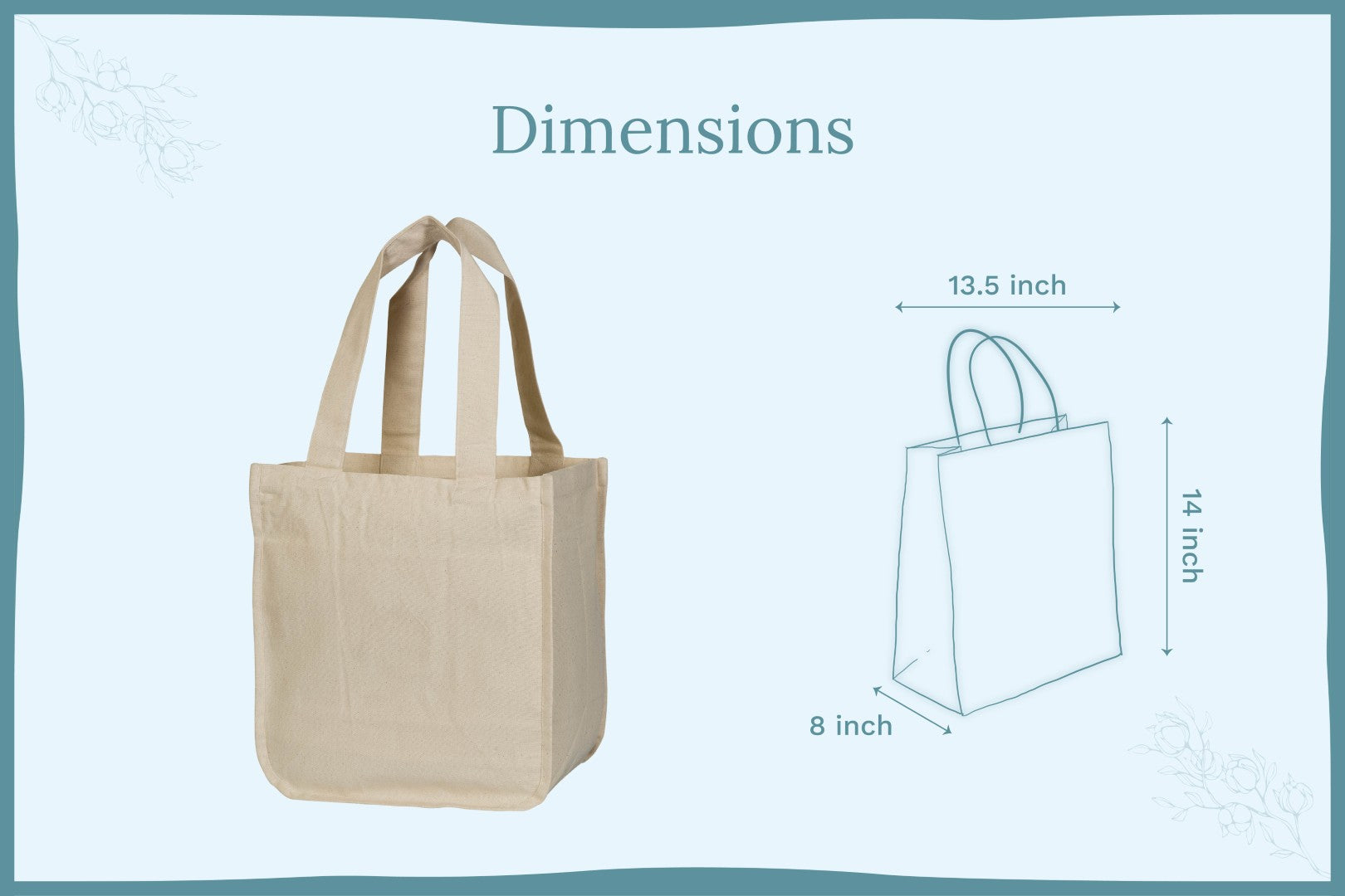 Canvas Grocery Tote Bags Reusable Eco-Friendly Shopping Carryall