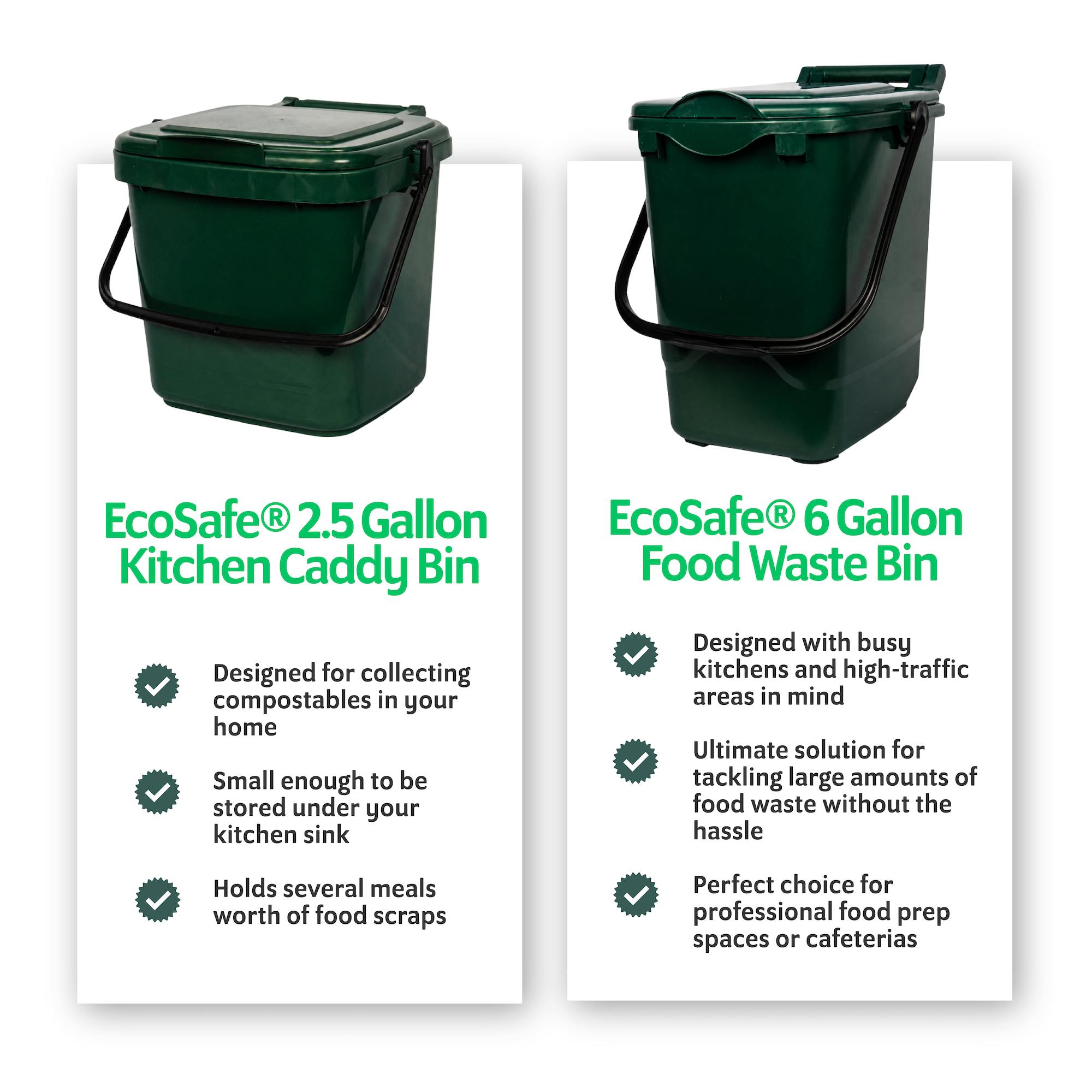 2.5-Gallon Kitchen Compost Caddy Food Waste Bin
