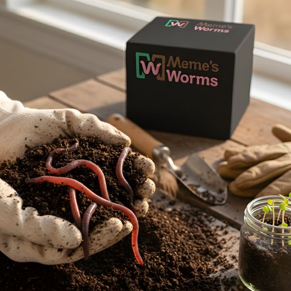 Composting Worms with Living Bedding Material