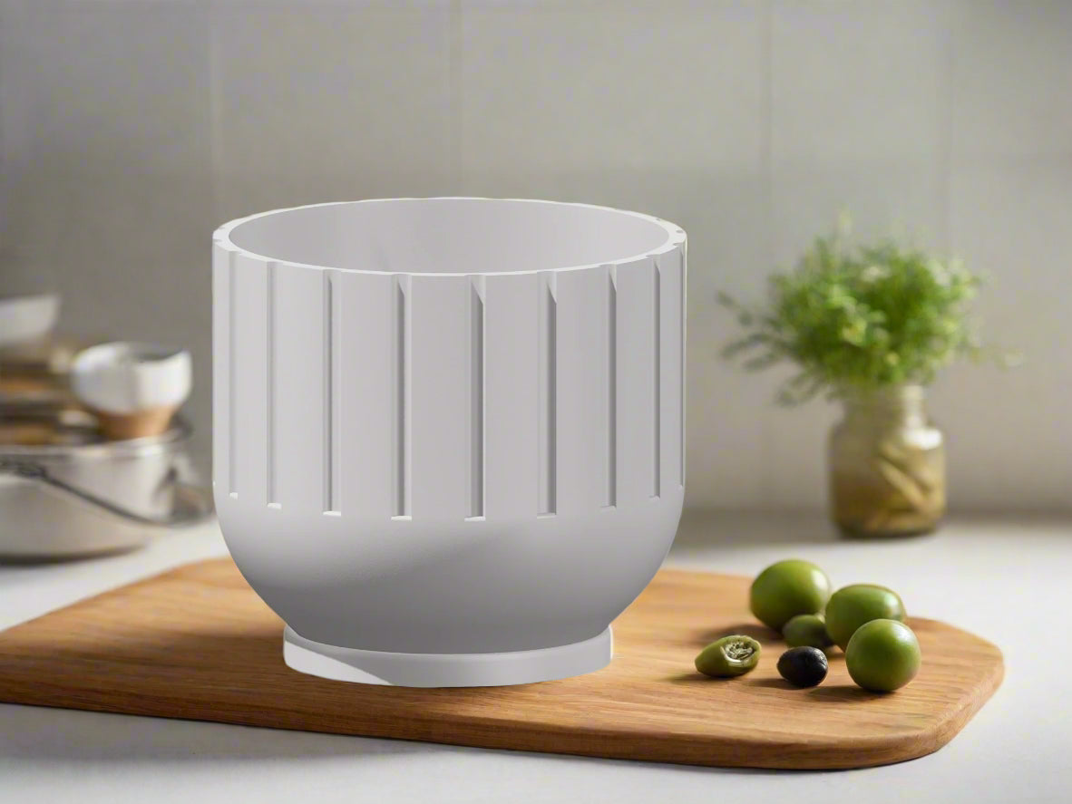 Modern 3D Printed Fluted Planter with Drainage Design