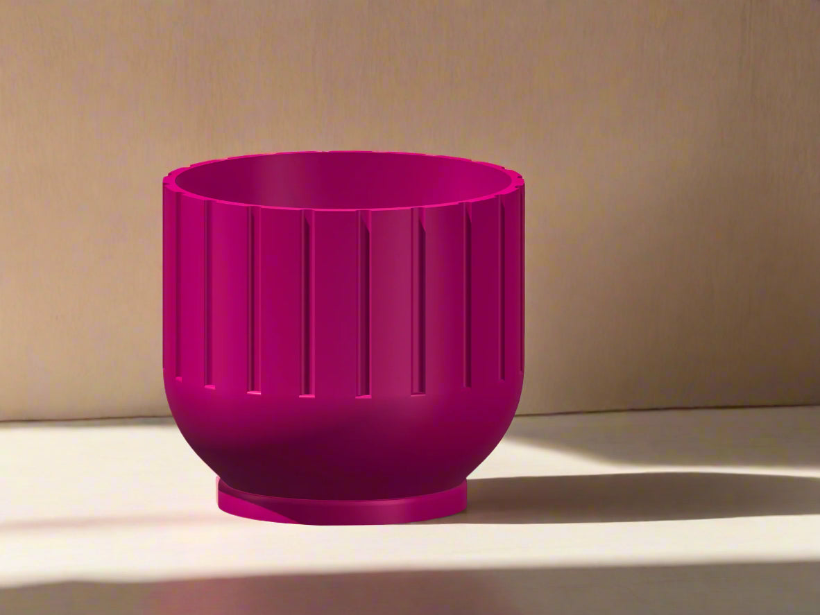 Modern 3D Printed Fluted Planter with Drainage Design