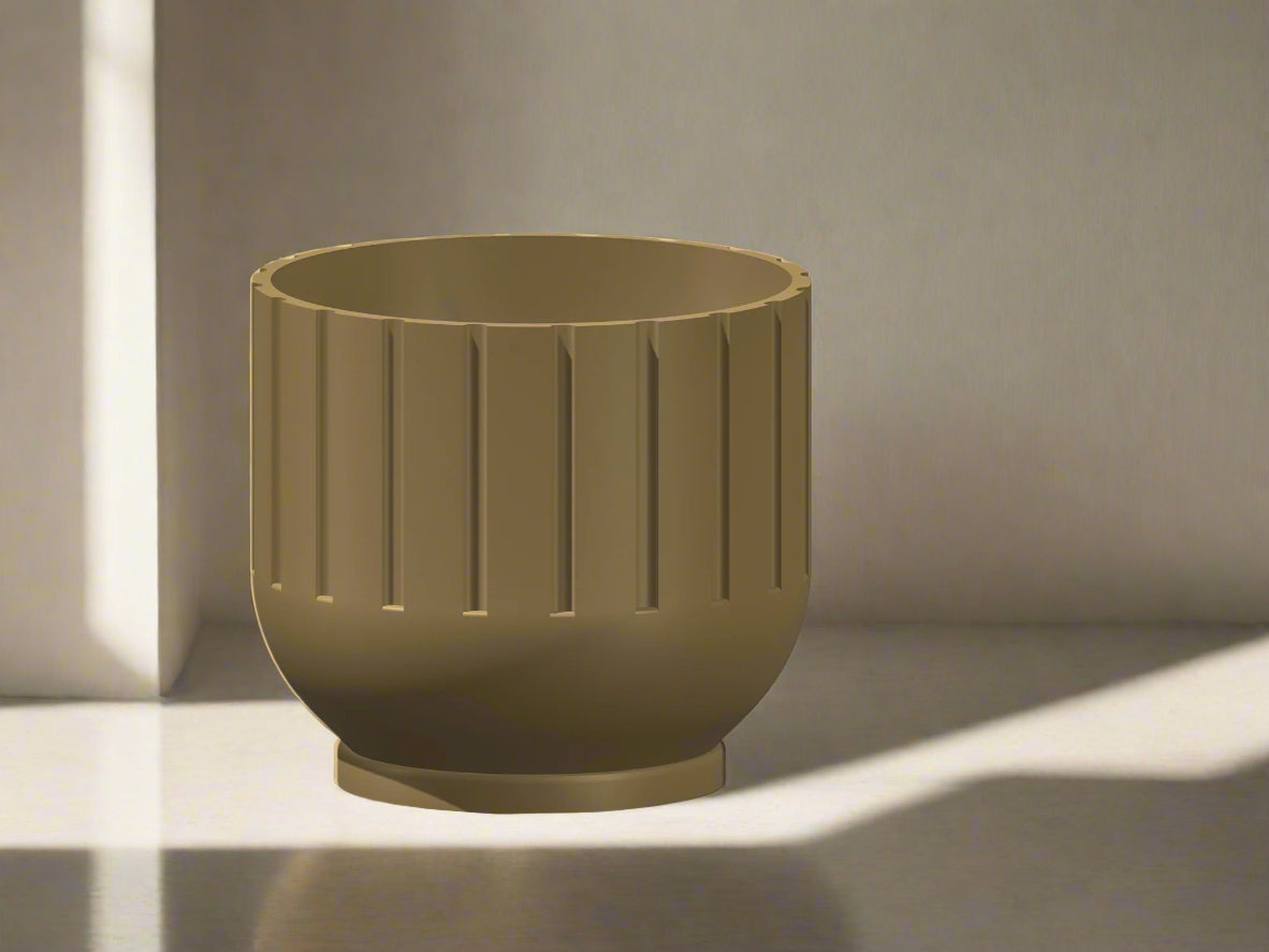 Modern 3D Printed Fluted Planter with Drainage Design