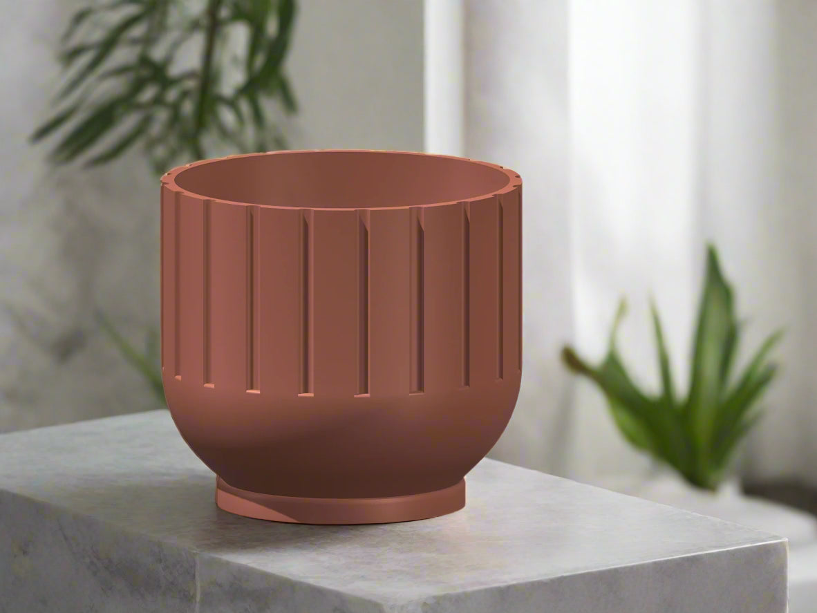 Modern 3D Printed Fluted Planter with Drainage Design