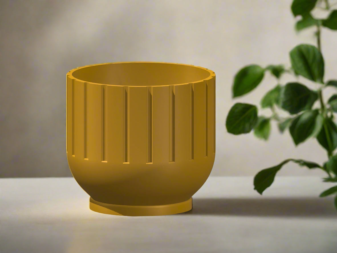 Modern 3D Printed Fluted Planter with Drainage Design