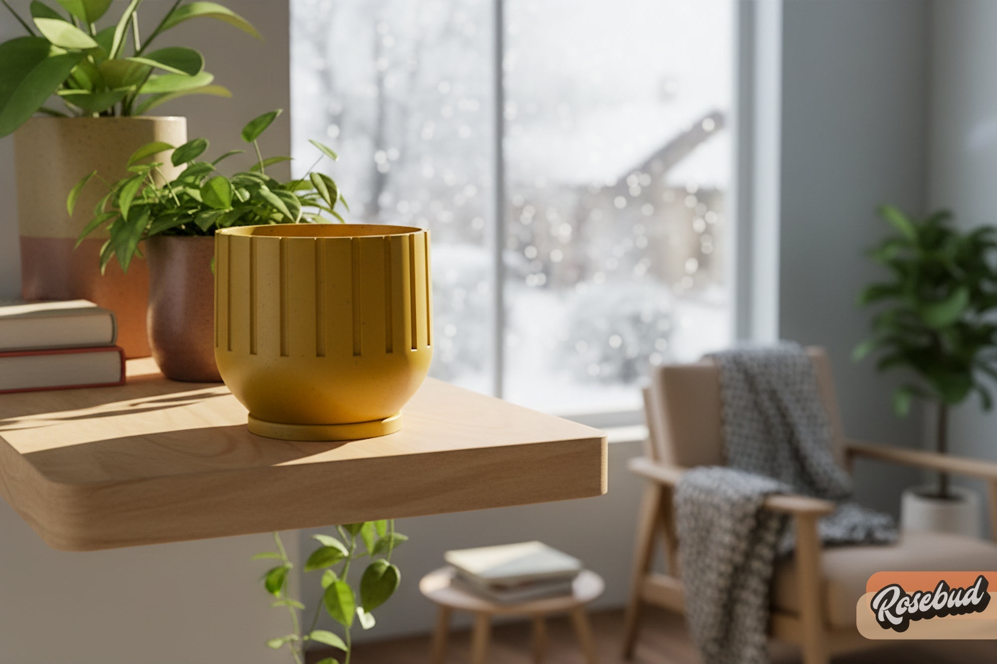 Modern 3D Printed Fluted Planter with Drainage Design
