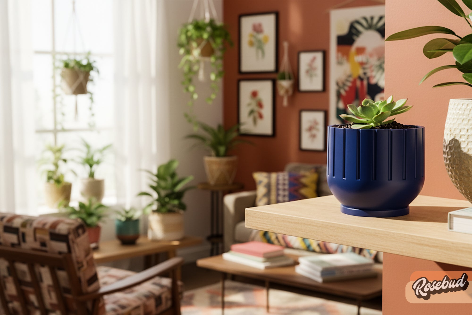 Modern 3D Printed Fluted Planter with Drainage Design