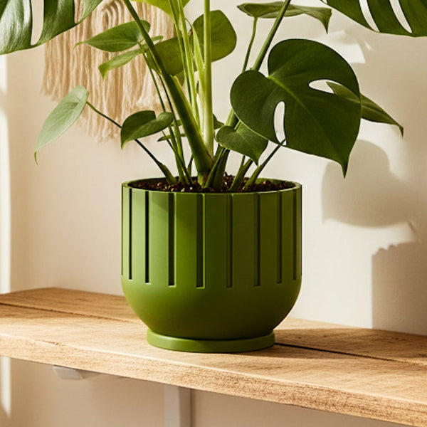 Modern 3D Printed Fluted Planter with Drainage Design