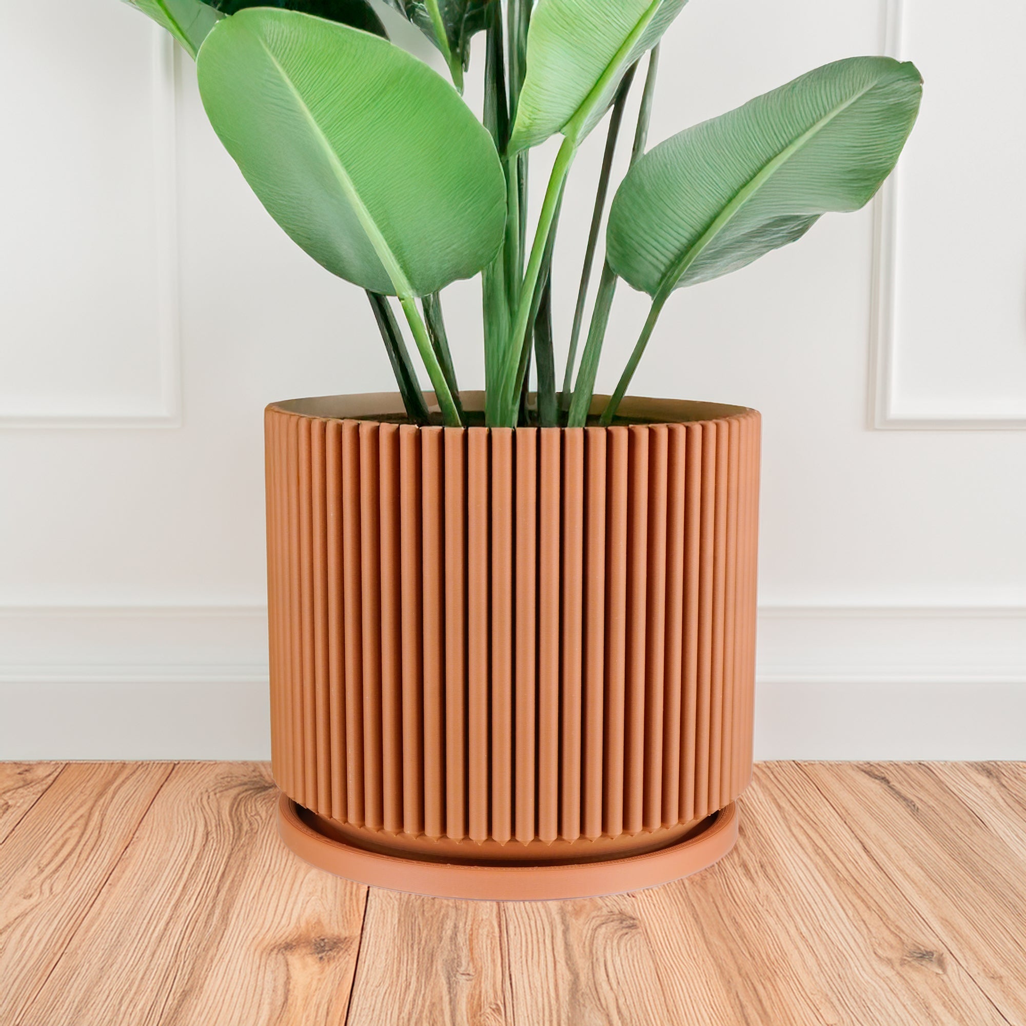 Mid-Century Ribbed Planter Modern Indoor Plant Pot