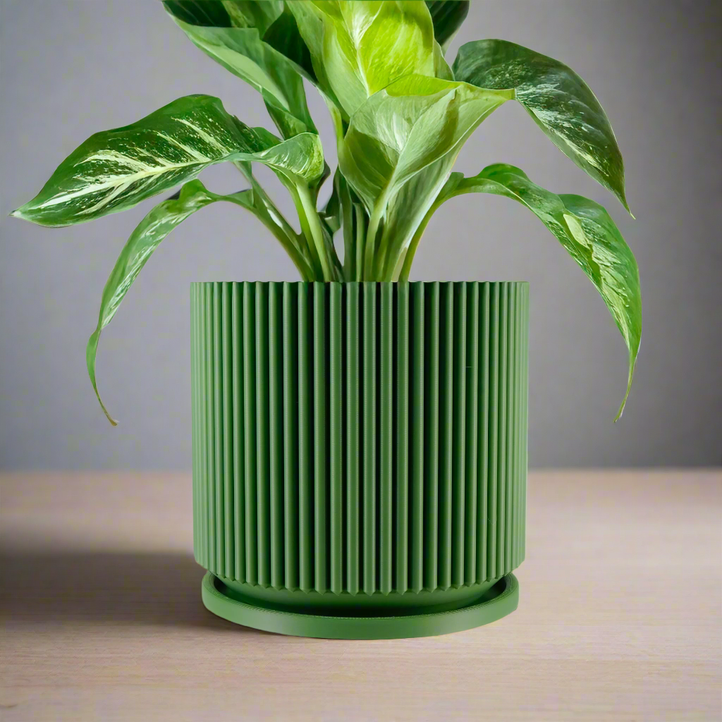 Mid-Century Ribbed Planter Modern Indoor Plant Pot