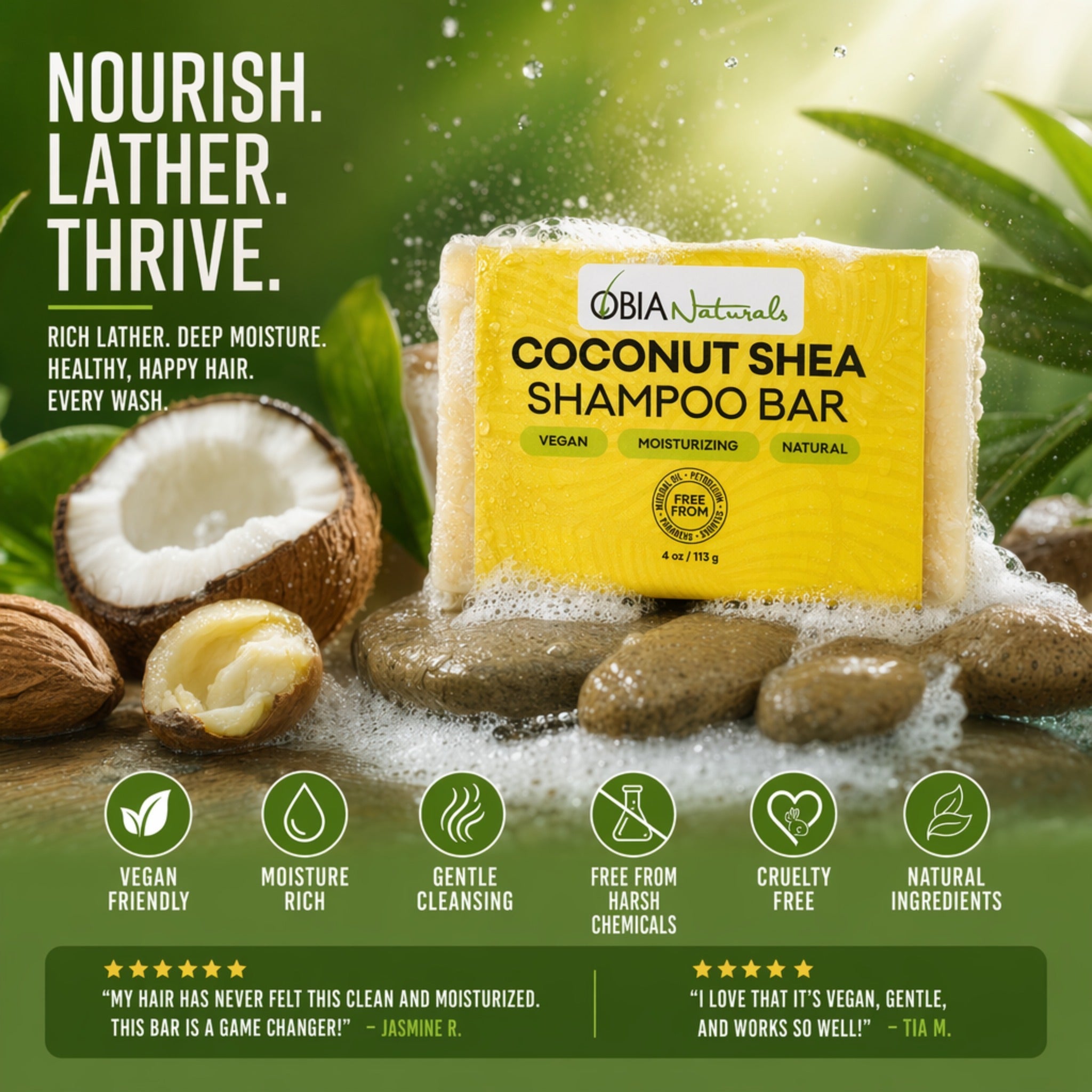 Coconut Shea Sulfate-Free Shampoo Bar for Curly Hair