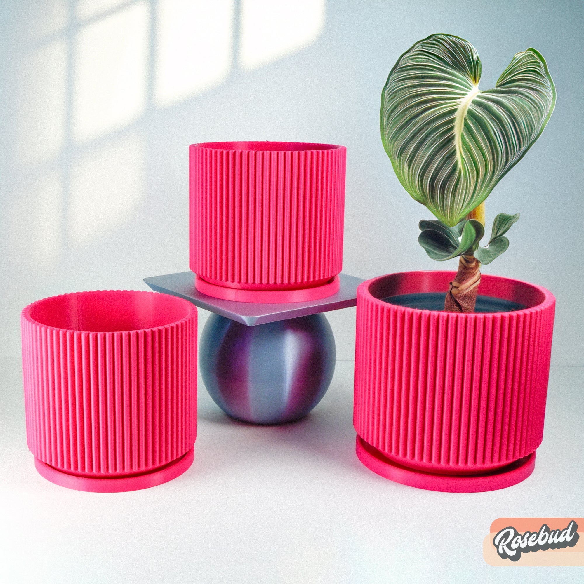 Mid-Century Ribbed Planter Modern Indoor Plant Pot