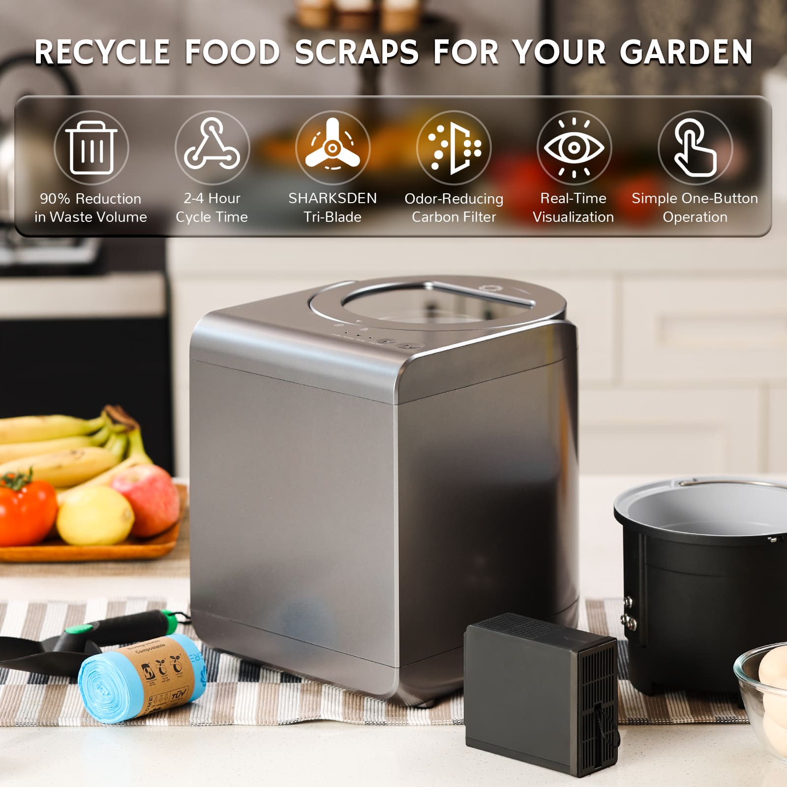 Revive V500 Electric Kitchen Composter Visual Smart Composting System