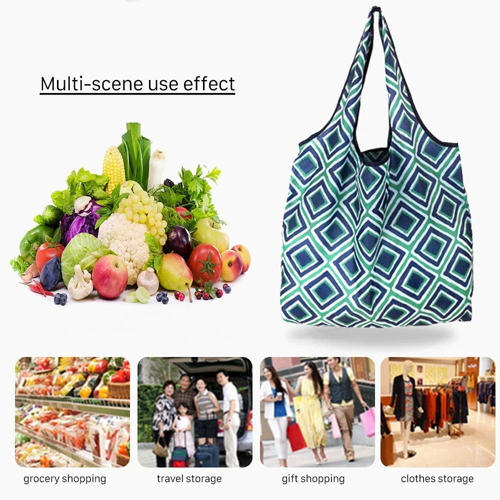 Large Foldable Reusable Shopping Tote Bag Eco-Friendly Portable