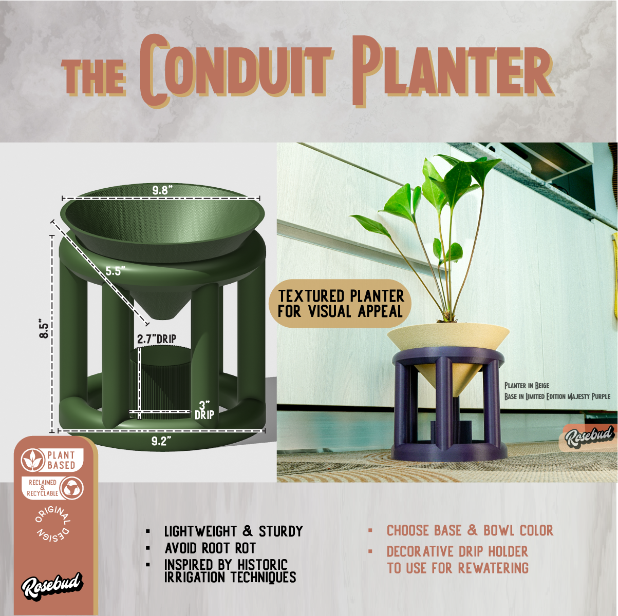 Conduit Plant Stand with Planter and Catch Tray