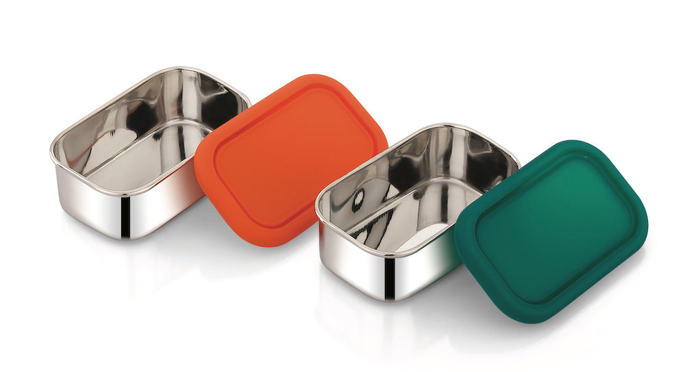 Stainless Steel Rectangle Snack Container Set of Two
