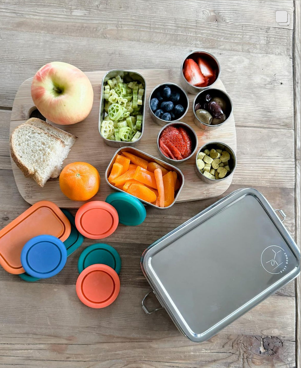 Stainless Steel Rectangle Snack Container Set of Two