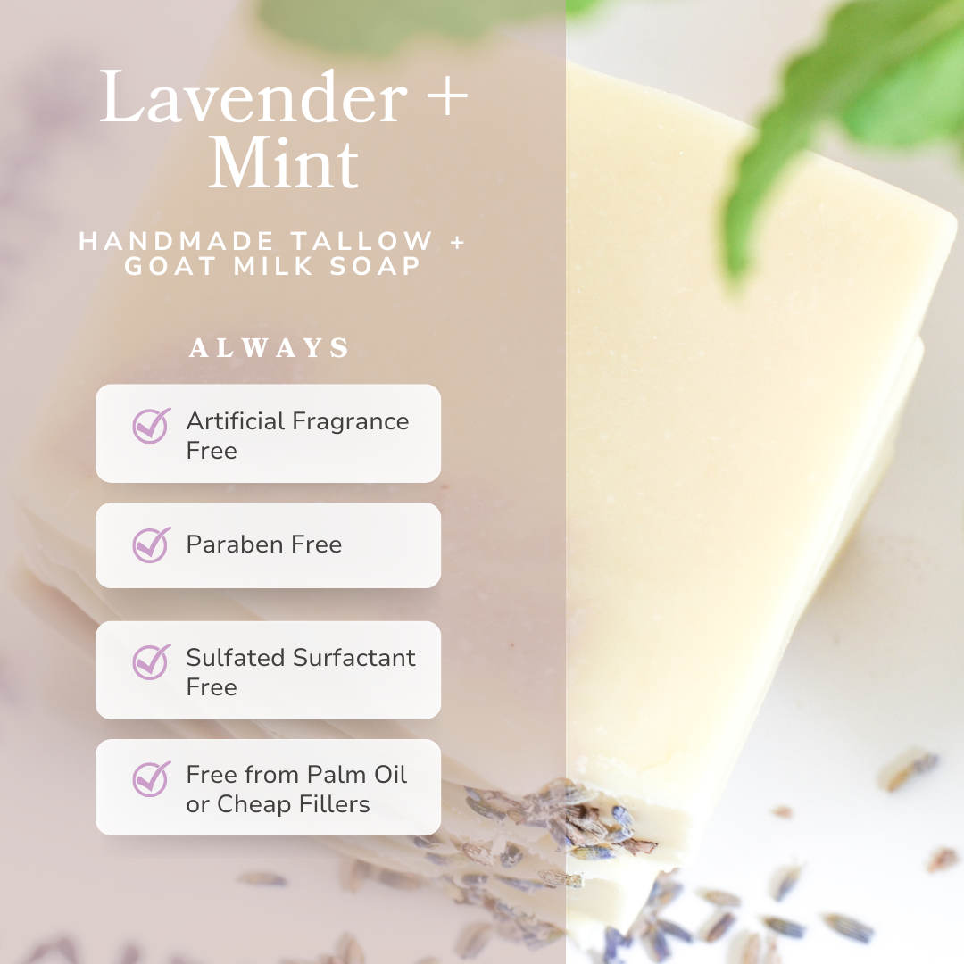 Lavender Mint Tallow Goat Milk Handmade Soap Bar