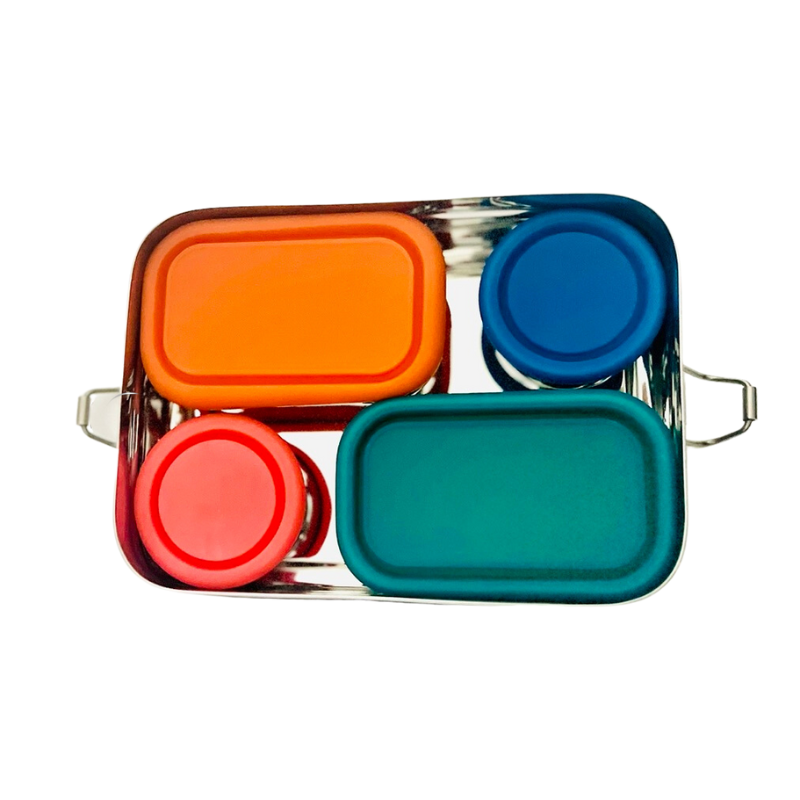 Stainless Steel Rectangle Snack Container Set of Two