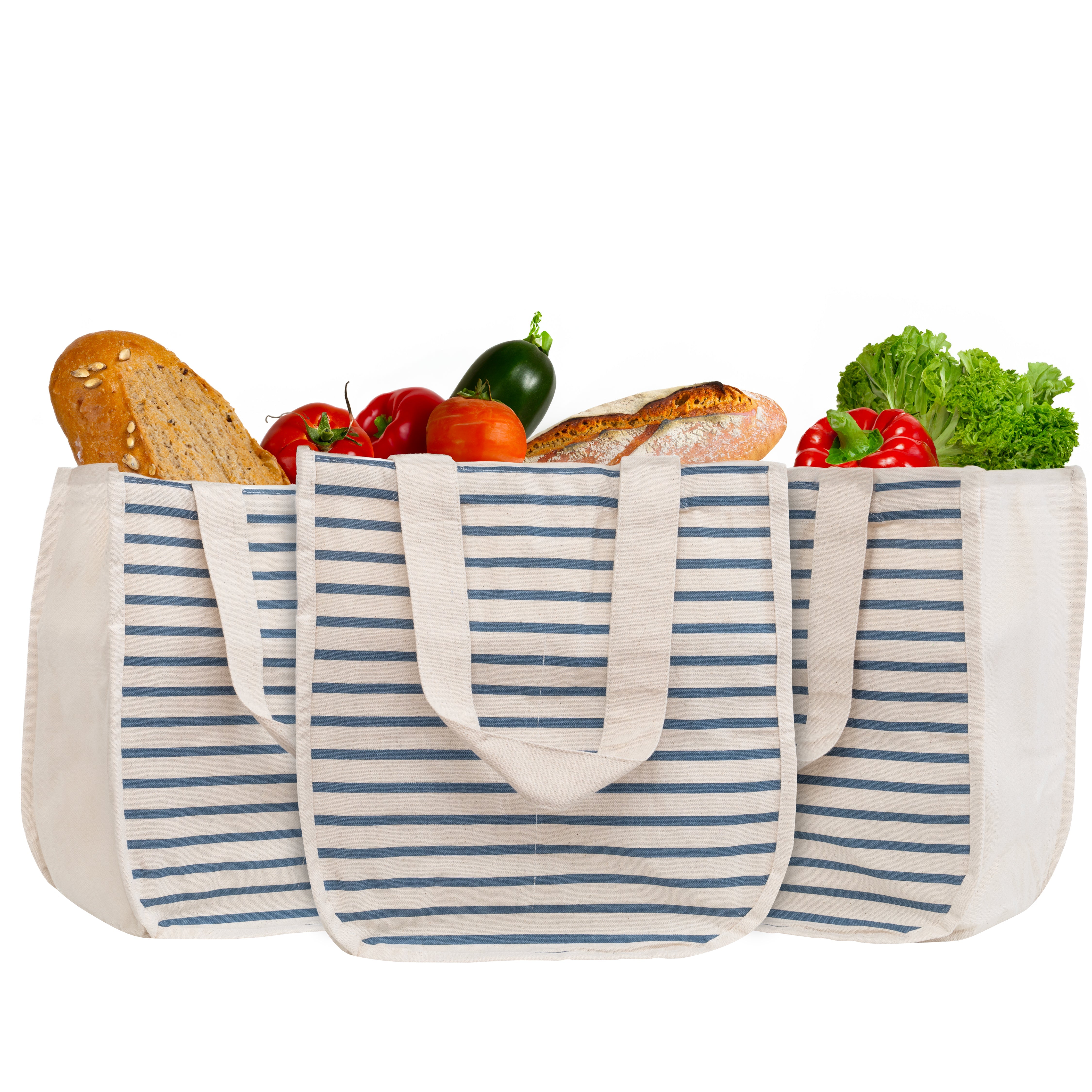 Canvas Grocery Tote Bags Reusable Eco-Friendly Shopping Carryall