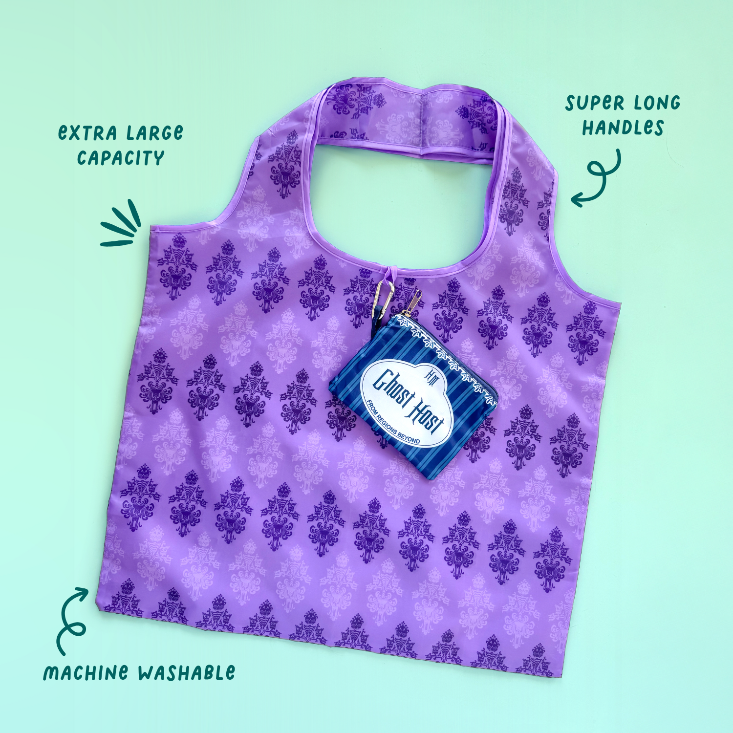 Ghost Host Reusable Tote Bag Eco-Friendly Shopping Carryall