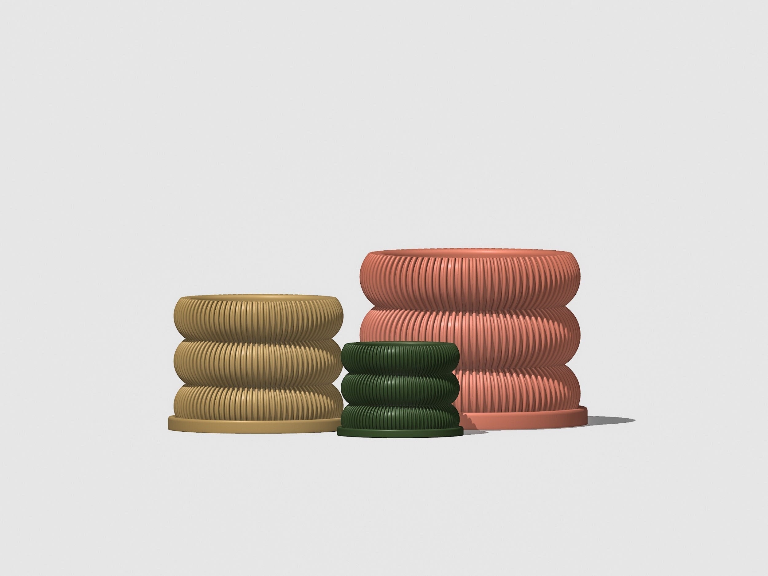 Ribbed Bubble Plant Pot With Drainage Saucer