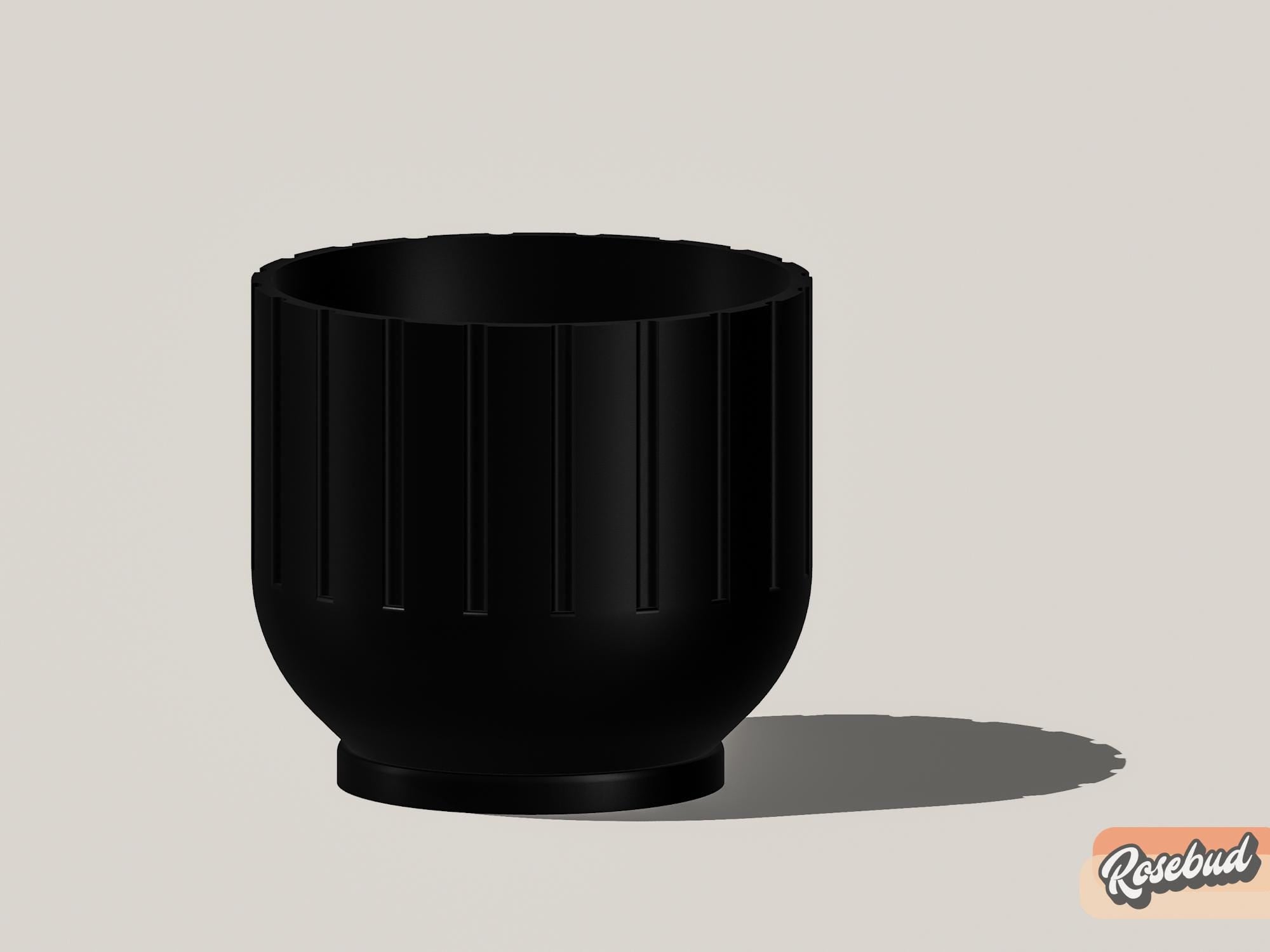 Modern 3D Printed Fluted Planter with Drainage Design