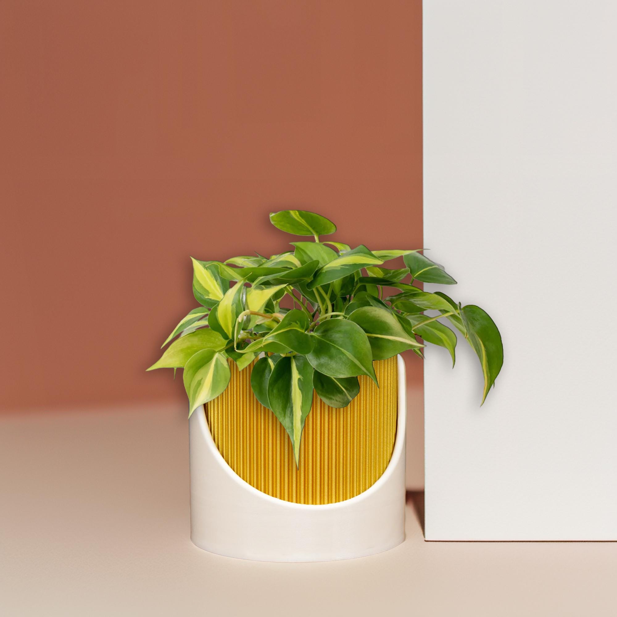 4-Inch Self-Watering Ribbed Planter Pot with Drainage