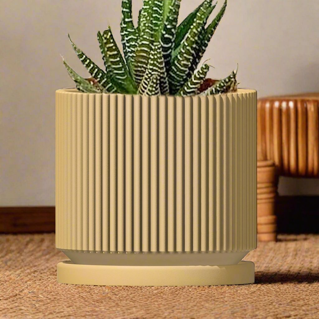 Mid-Century Ribbed Planter Modern Indoor Plant Pot