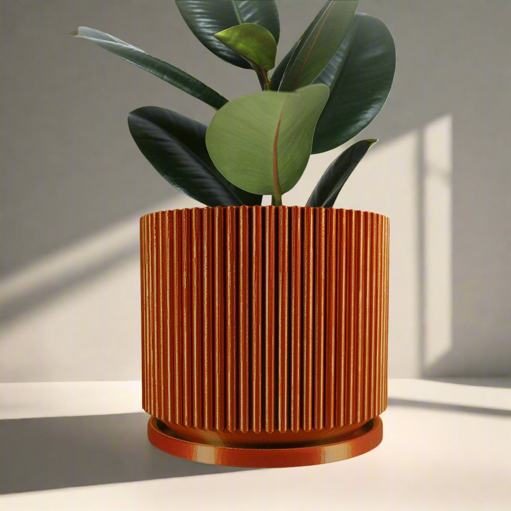 Mid-Century Ribbed Planter Modern Indoor Plant Pot