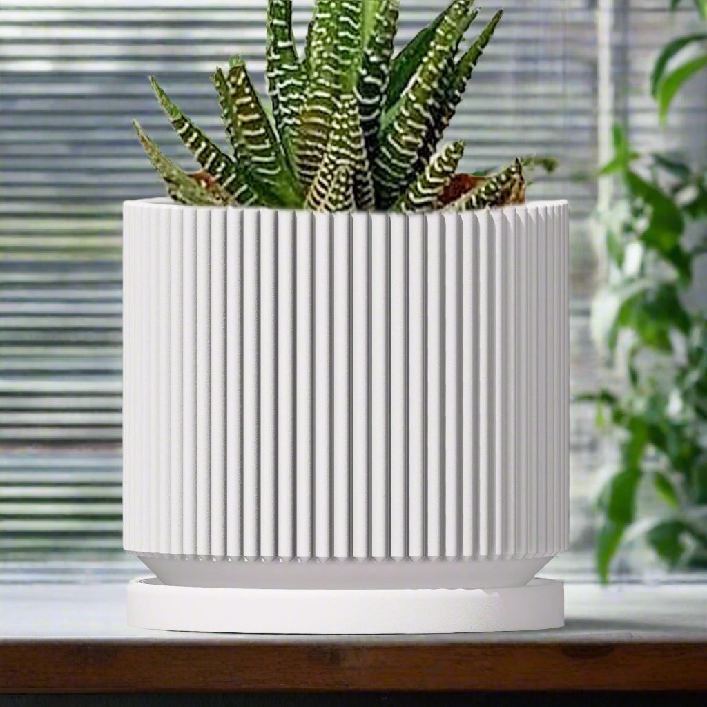 Mid-Century Ribbed Planter Modern Indoor Plant Pot