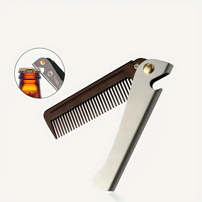 Portable Stainless Steel Beard Comb with Bottle Opener