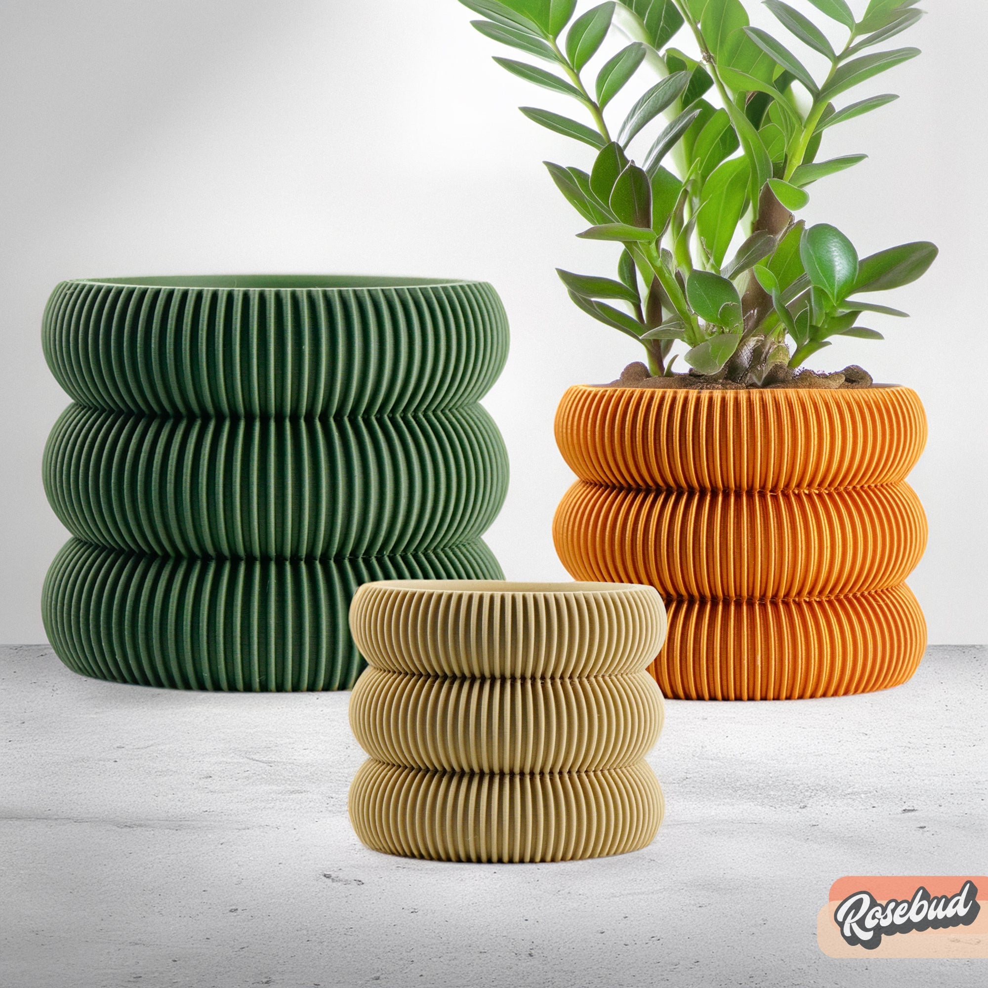 Ribbed Bubble Plant Pot With Drainage Saucer