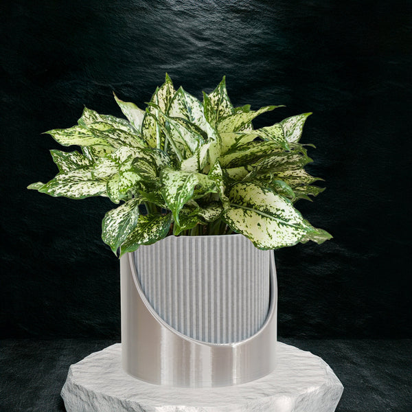 4-Inch Self-Watering Ribbed Planter Pot with Drainage