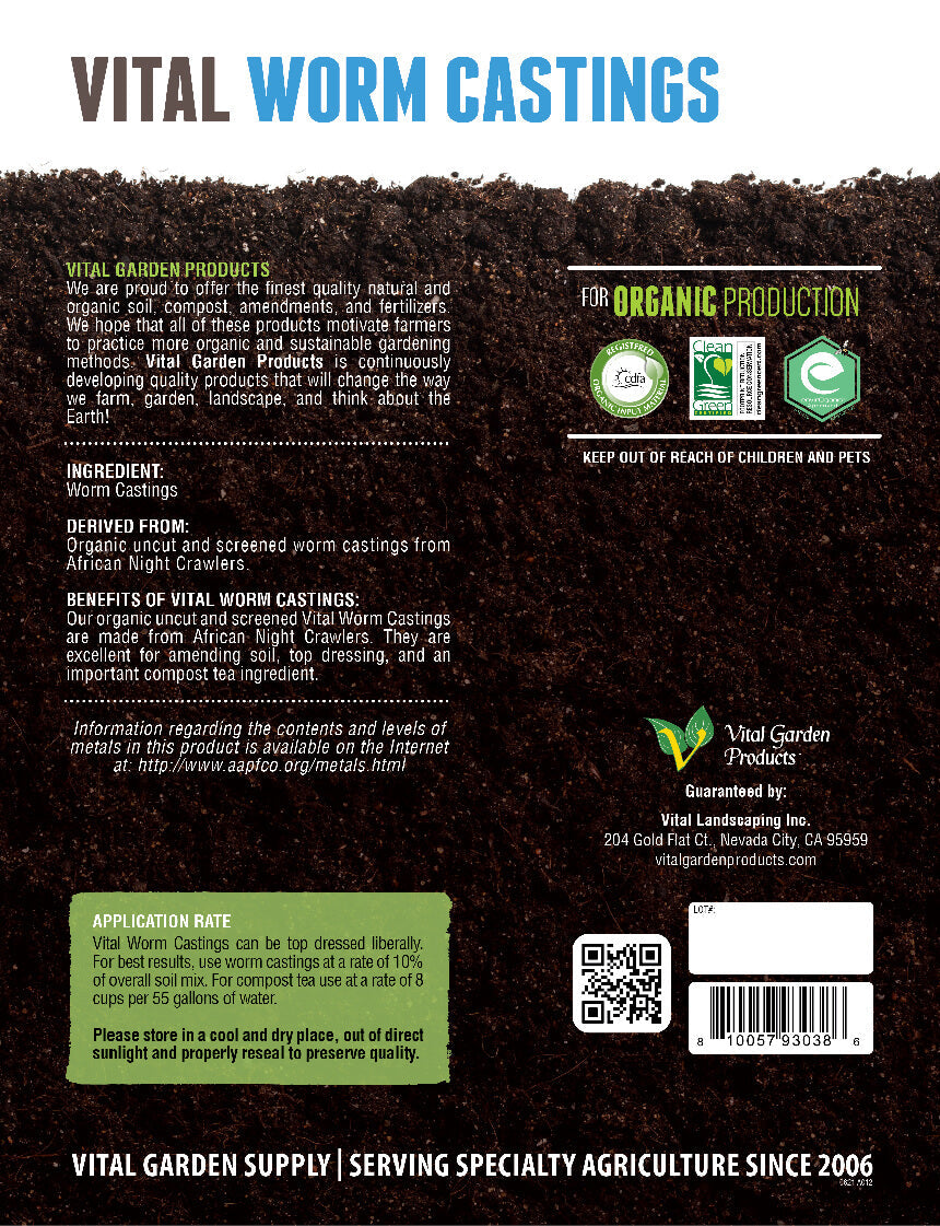 Vital Worm Pure Earthworm Castings Organic Soil Conditioner