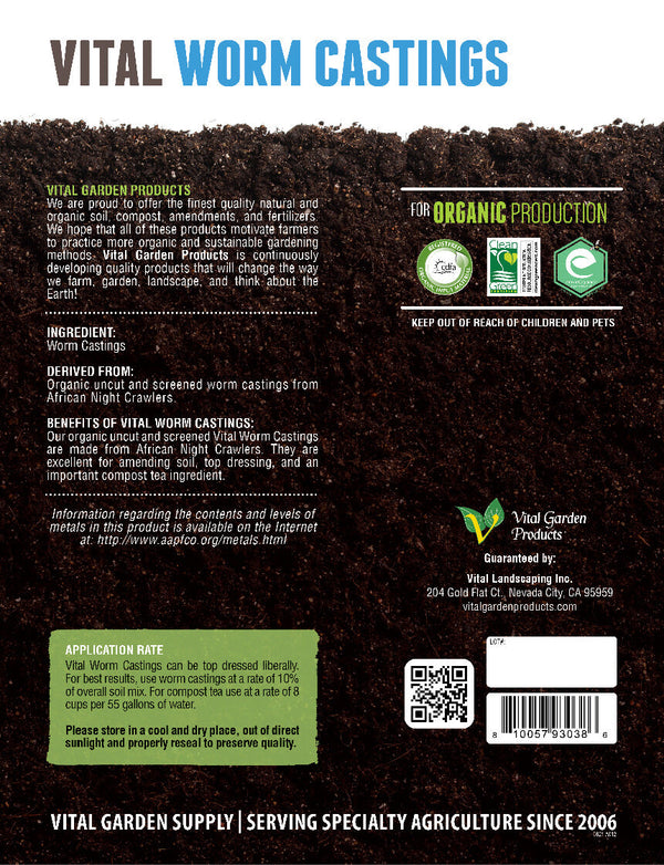 Vital Worm Pure Earthworm Castings Organic Soil Conditioner